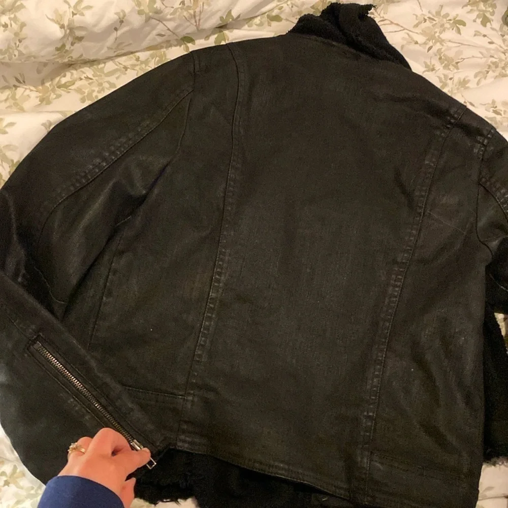 Free People Drape Front Coated Jacket Black 8